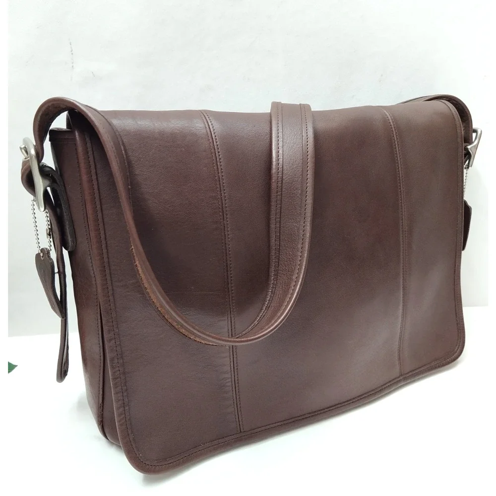 Coach Brown Leather Flap Closure Messenger Crossbody Bag - Vintage Made in USA
